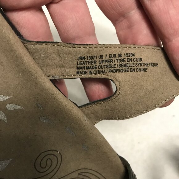 Taos Womens Slide Flat Sandals Bronze Leather Size 7/38 Hook & Loop Adjustable - Picture 7 of 8